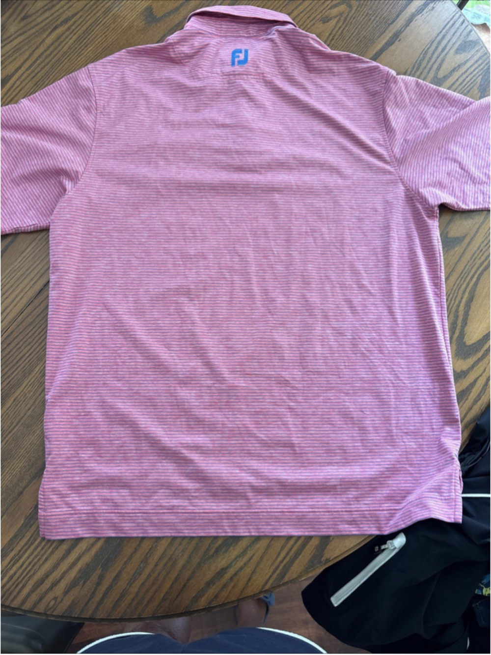 old corkscrew golf footjoy men’s polo pink/blue stripe L - Picture 7 of 8